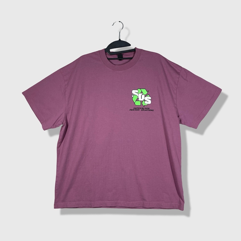 Brain Dead Sos T-Shirt Mens Large Purple Streetwear Graphic Art Tee
